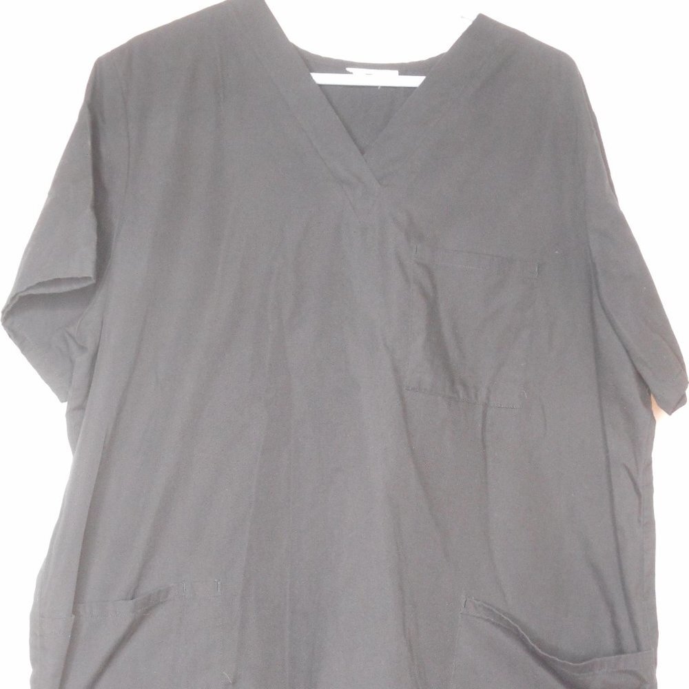 Solid Unisex Black Scrub Top Medical Uniform